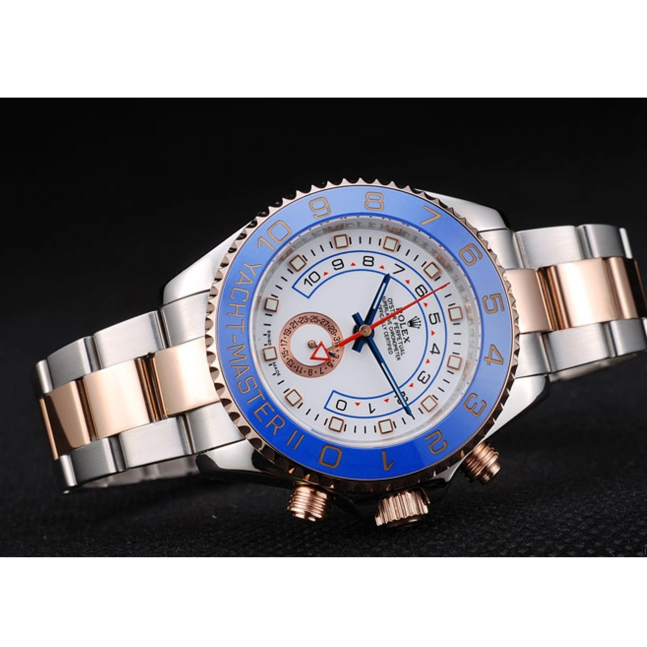 Rolex copies cheap Yachtmaster Dial Bezel Blue Rolex Watch White Ceramic 0511